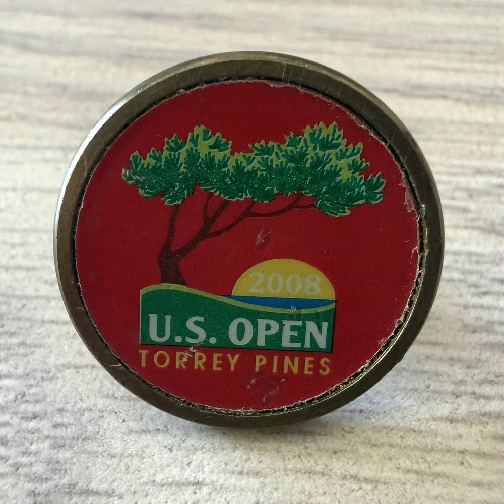 US OPEN Torrey Pines CA 2008 Red Medallion Logo Golf Ball Marker Brass